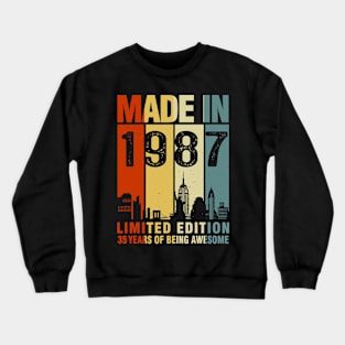 Made In 1987 Limited Edition 35 Years Of Being Awesome Crewneck Sweatshirt